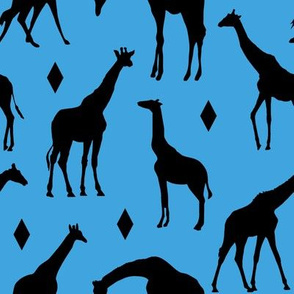 Giraffes on Blue // Large