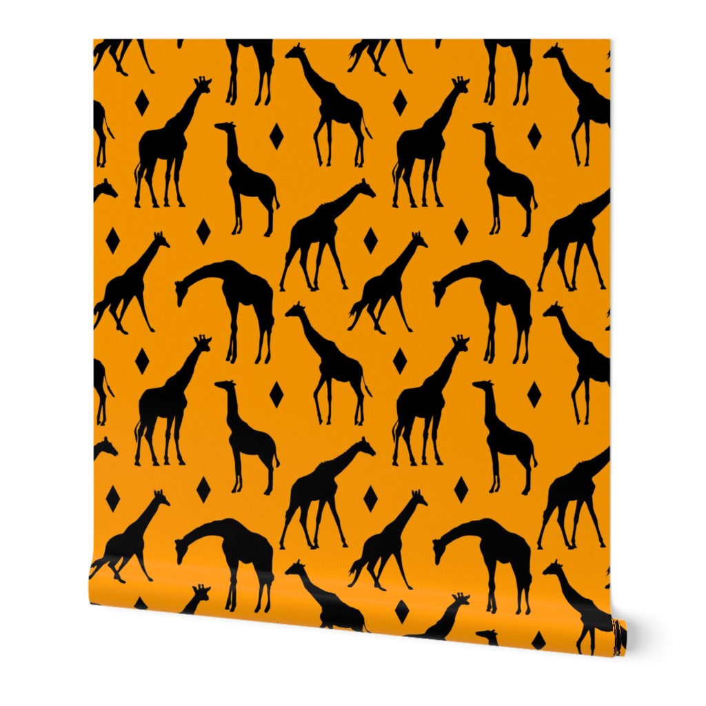 Giraffes on Orange // Large