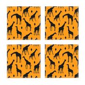 Giraffes on Orange // Large