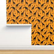 Giraffes on Orange // Large