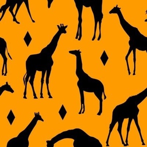 Giraffes on Orange // Large