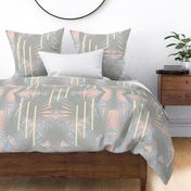  Tropical Art Deco palm leaves - 2.2_Peach Sage grey