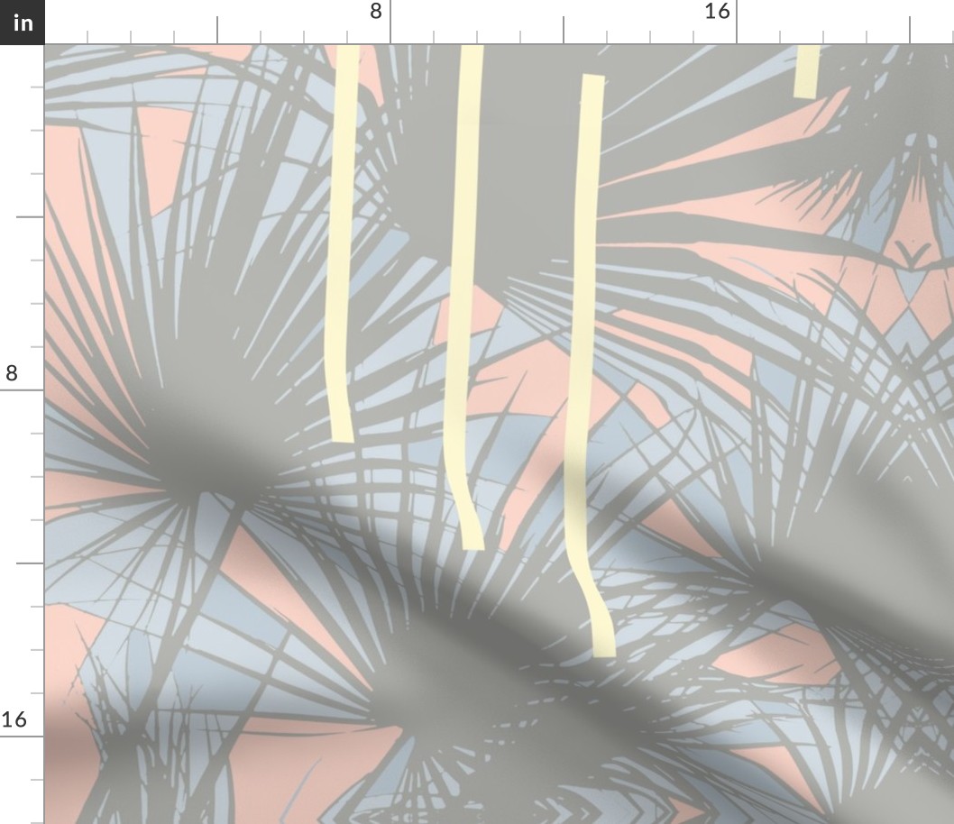  Tropical Art Deco palm leaves - 2.2_Peach Sage grey