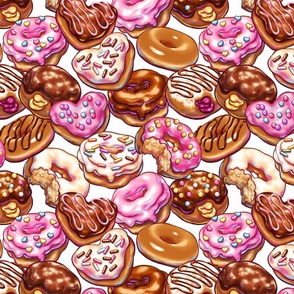 Delicious Donuts on White 12inch pattern