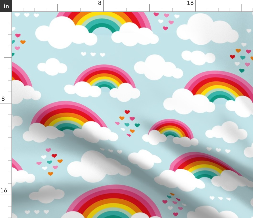 Large Cloudy blue sky rainbow dreams bedding wallpaper Jumbo