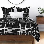 Large Abstract geometric raster black and white checkered stripe stroke and lines trend pattern grid bedding and wallpaper Jumbo
