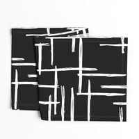 Large Abstract geometric raster black and white checkered stripe stroke and lines trend pattern grid bedding and wallpaper Jumbo