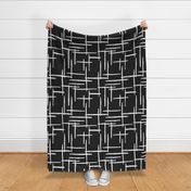 Large Abstract geometric raster black and white checkered stripe stroke and lines trend pattern grid bedding and wallpaper Jumbo