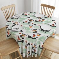 Large Cute kids historical hero theme viking battle ship whale and scandinavian woodland in mint and orange boys bedding and wallpaper Jumbo