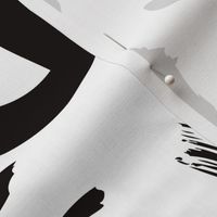 Large Raw monochrome brush strokes abc alphabet scandinavian abstract style black and white bedding wallpaper Jumbo