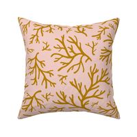 Abstract Coral in Ochre Gold on Blush Pink - Large