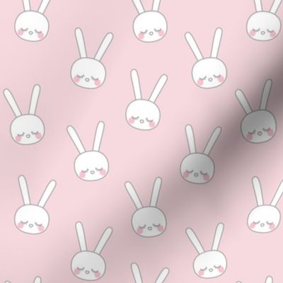 sleepy eyes bunny rabbit grey small pink