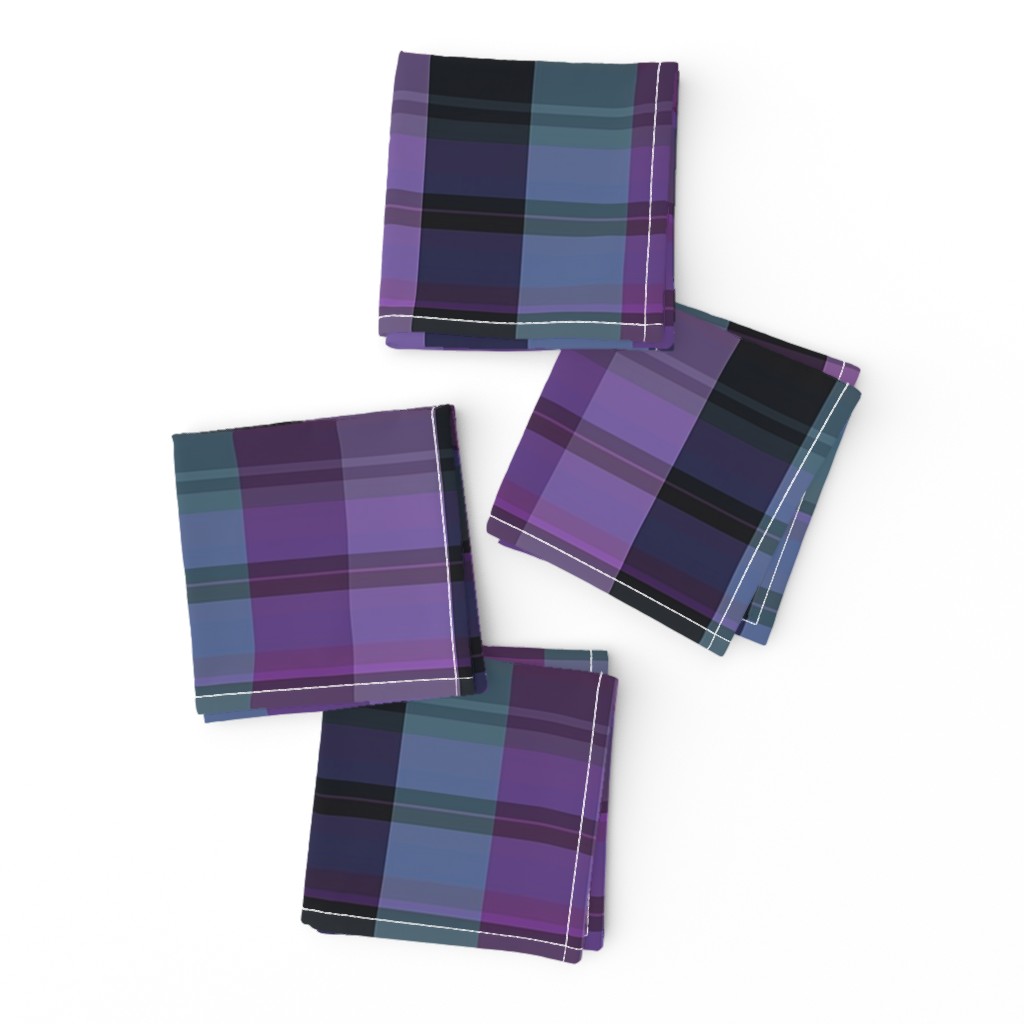 Purple Green Plaid with Black Stripe