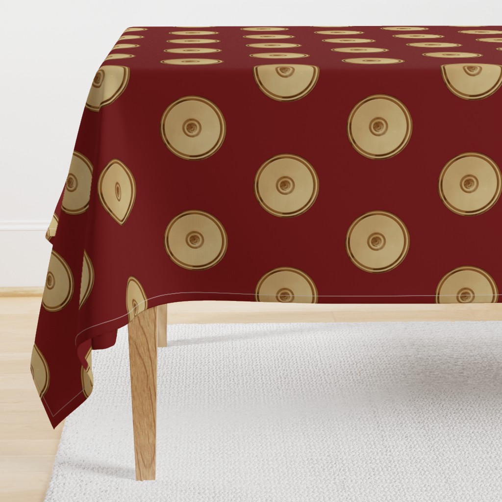 Gold & Red  Bullseye Compact Fabric Red