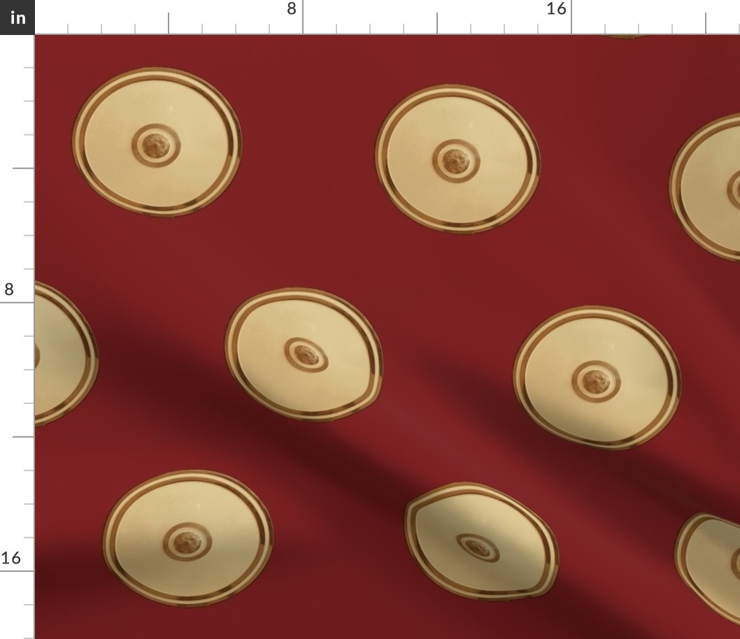 Gold & Red  Bullseye Compact Fabric Red