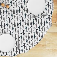 shark // sharks nautical boys white background kids ocean sea tiger shark hammerhead shark fabric - railroad