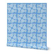 Knotty Cat - white on blue, big