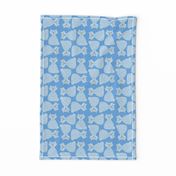 Knotty Cat - white on blue, small