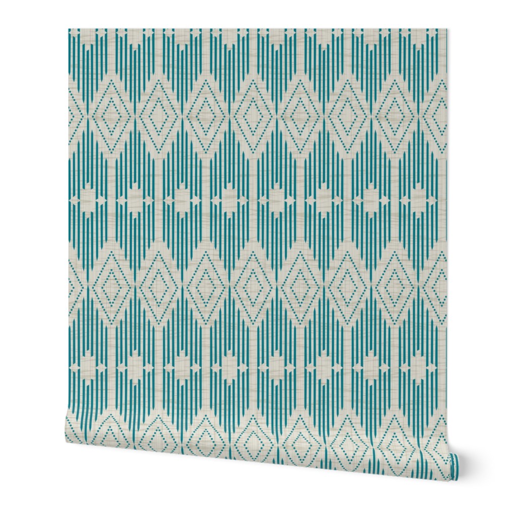West End - Beige and Teal Geometric Smaller Scale