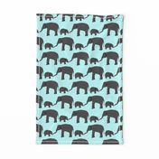  Elephant mom and baby in blue