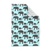  Elephant mom and baby in blue