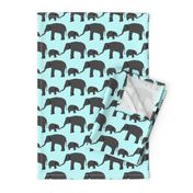  Elephant mom and baby in blue