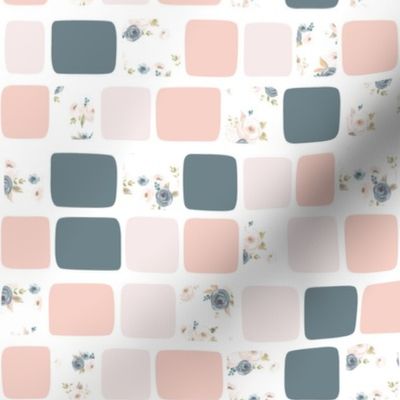 Light Floral In Brick - Blush and Blue Floral Collection