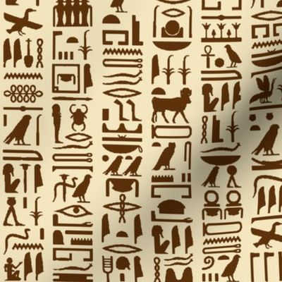 Egyptian Hieroglyphics in Brown & Tan // Small