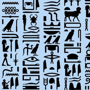 Egyptian Hieroglyphics on Light Blue // Large