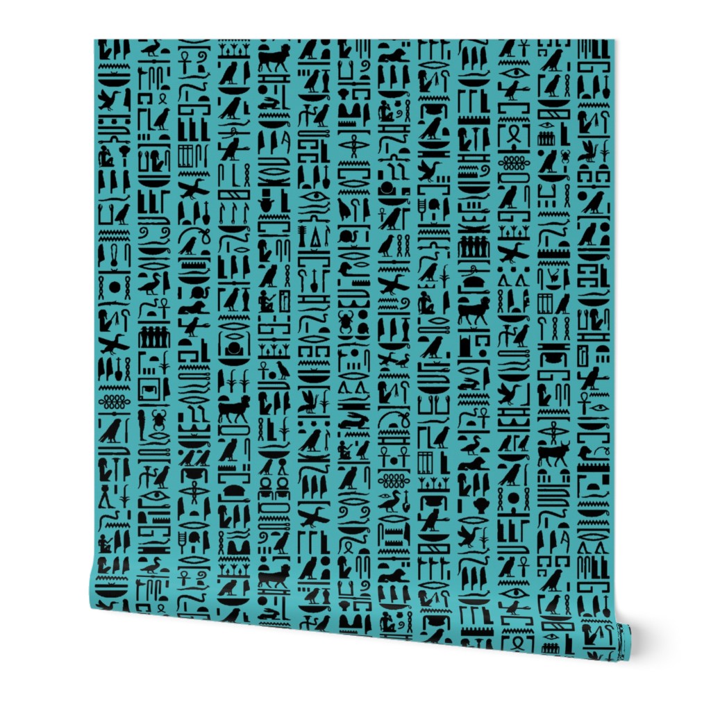 Egyptian Hieroglyphics on Turquoise // Large