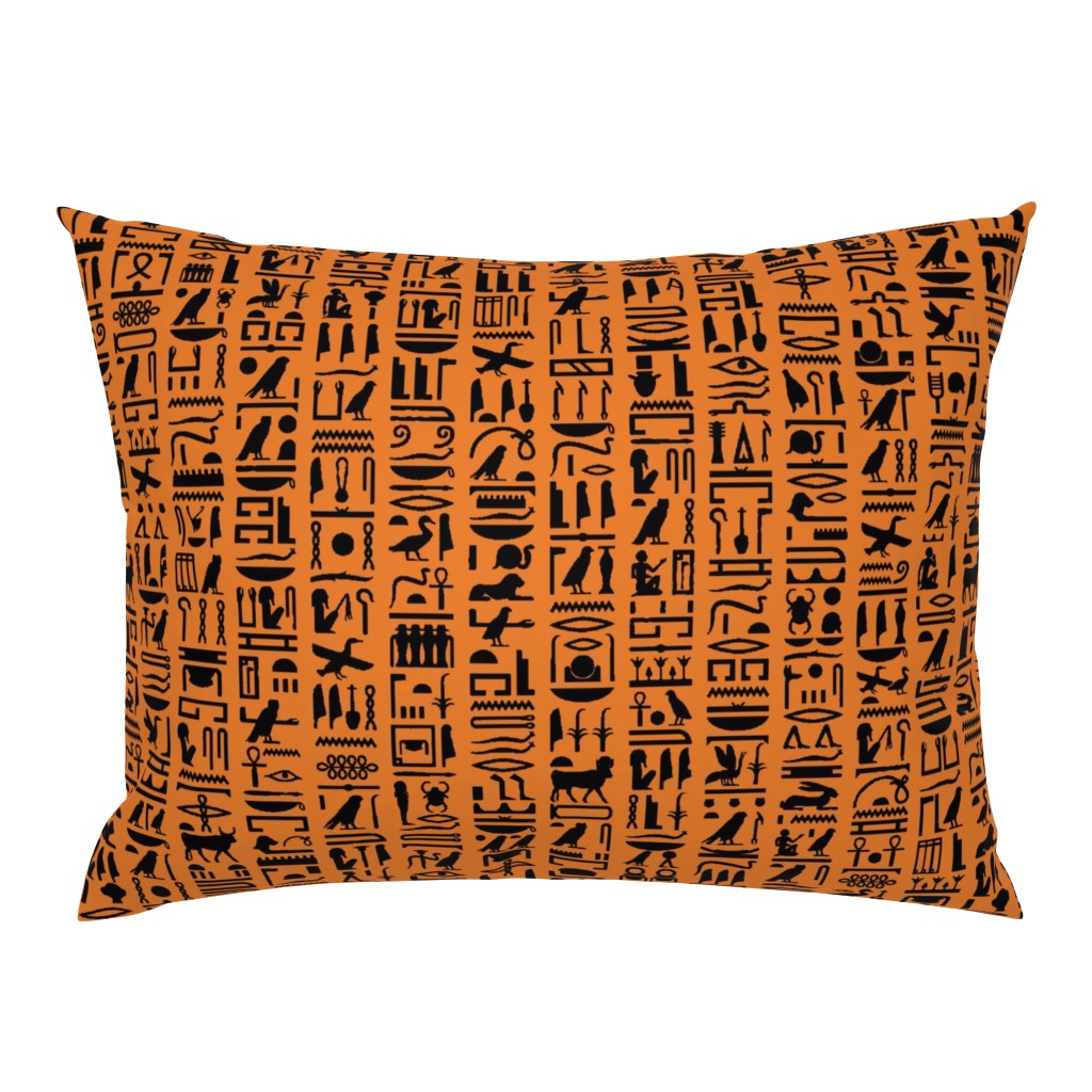 Egyptian Hieroglyphics on Orange // Large