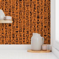 Egyptian Hieroglyphics on Orange // Large