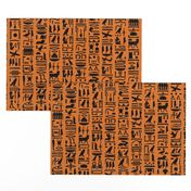 Egyptian Hieroglyphics on Orange // Large