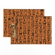 Egyptian Hieroglyphics on Orange // Large