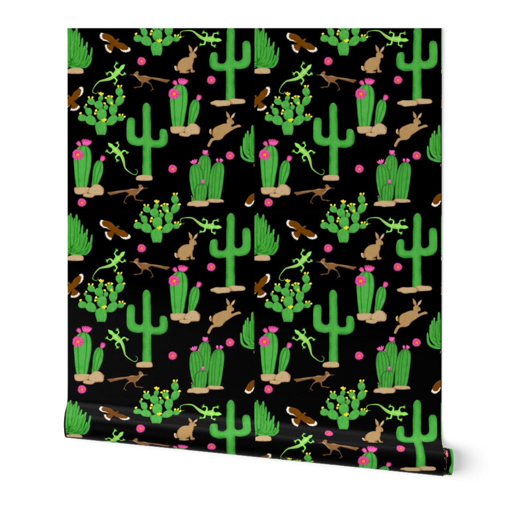 Southwest desert cactus black