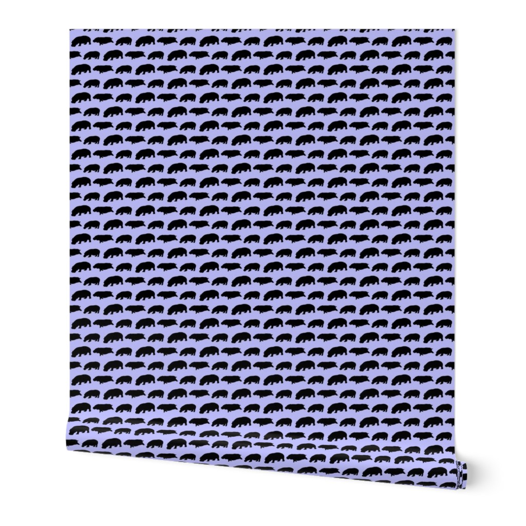 3 hippopotamus shadows in purple