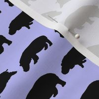 3 hippopotamus shadows in purple