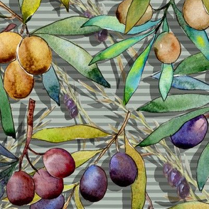 PROVENCE OLIVES WATERCOLOR LIGHT OLIVE GREEN