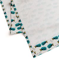 blue tang fish fabric nursery baby crib decor tan mint