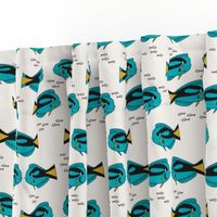 blue tang fish fabric nursery baby crib decor tan mint