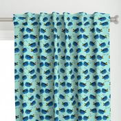 blue tang fish fabric nursery baby crib decor mint