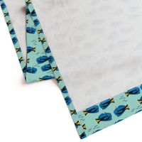 blue tang fish fabric nursery baby crib decor mint