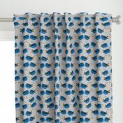 blue tang fish fabric nursery baby crib decor grey