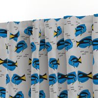 blue tang fish fabric nursery baby crib decor grey