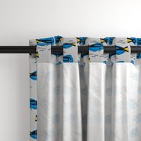 blue tang fish fabric nursery baby crib decor grey