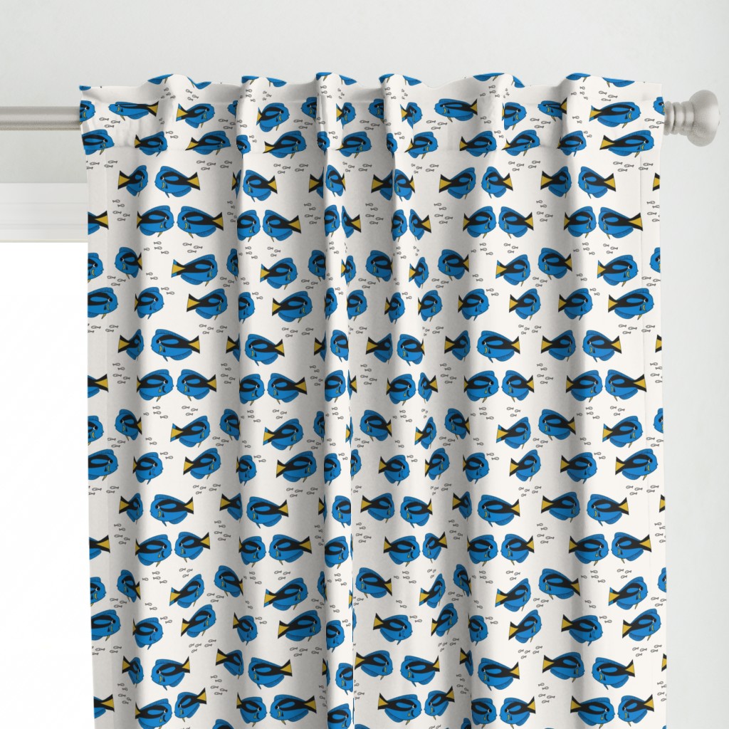 blue tang fish fabric nursery baby crib decor tan