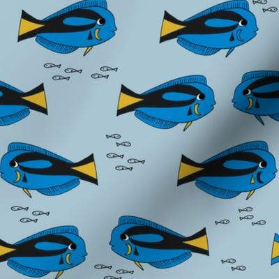 blue tang fish fabric nursery baby crib decor medium blue