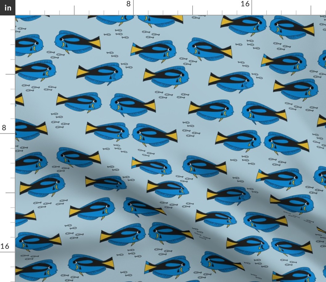 blue tang fish fabric nursery baby crib decor medium blue