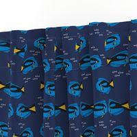 blue tang fish fabric nursery baby crib decor dark