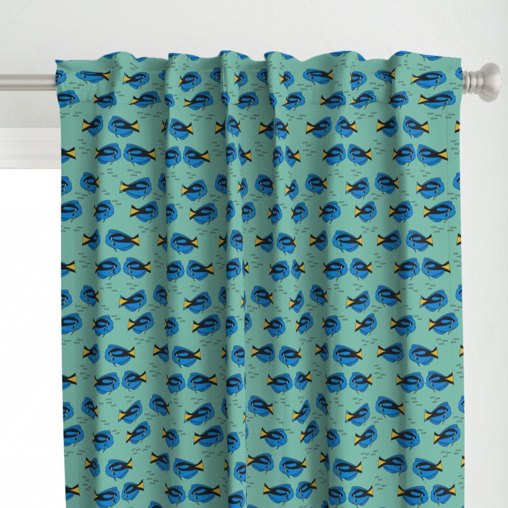 blue tang fish fabric nursery baby crib decor teal